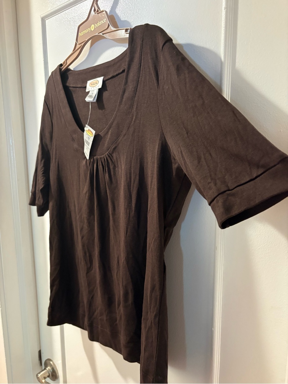 Talbots Chocolate Brown Scoop Neck Short Sleeve Tee